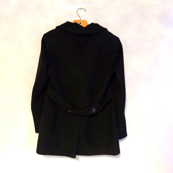 Calvin Klein Wool Black Pea Coat Size 10 Women's pockets Mid Lenght - Picture 10 of 13